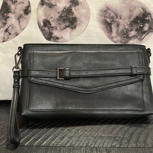 Black vegan leather clutch